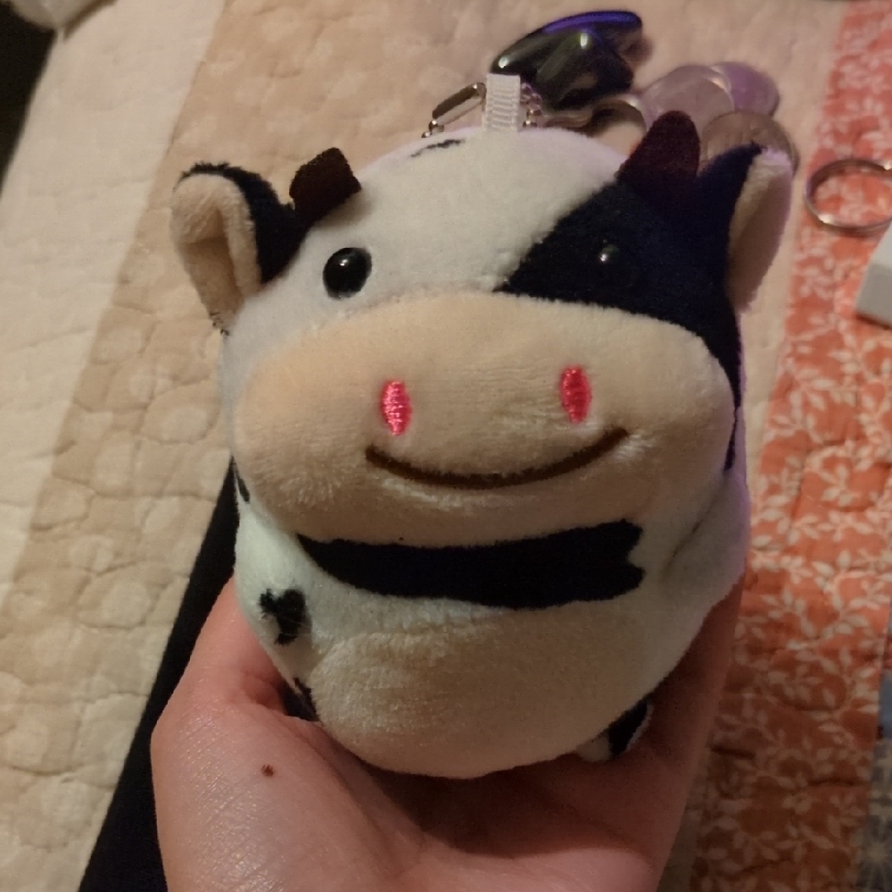 Plush Cow Toy Keychain